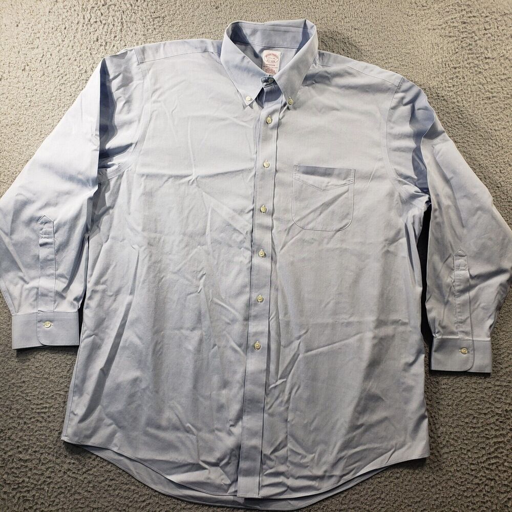 Brooks Brothers Shirt Men's 17.5 Blue Madison Long Sleeve Button Up Non-Iron